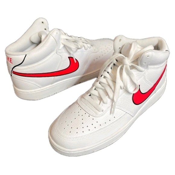 Nike Court Vision Mid White/Flash Crimson CD5436 102 Women's Size 11.5/ Men's 10 - Picture 5 of 8
